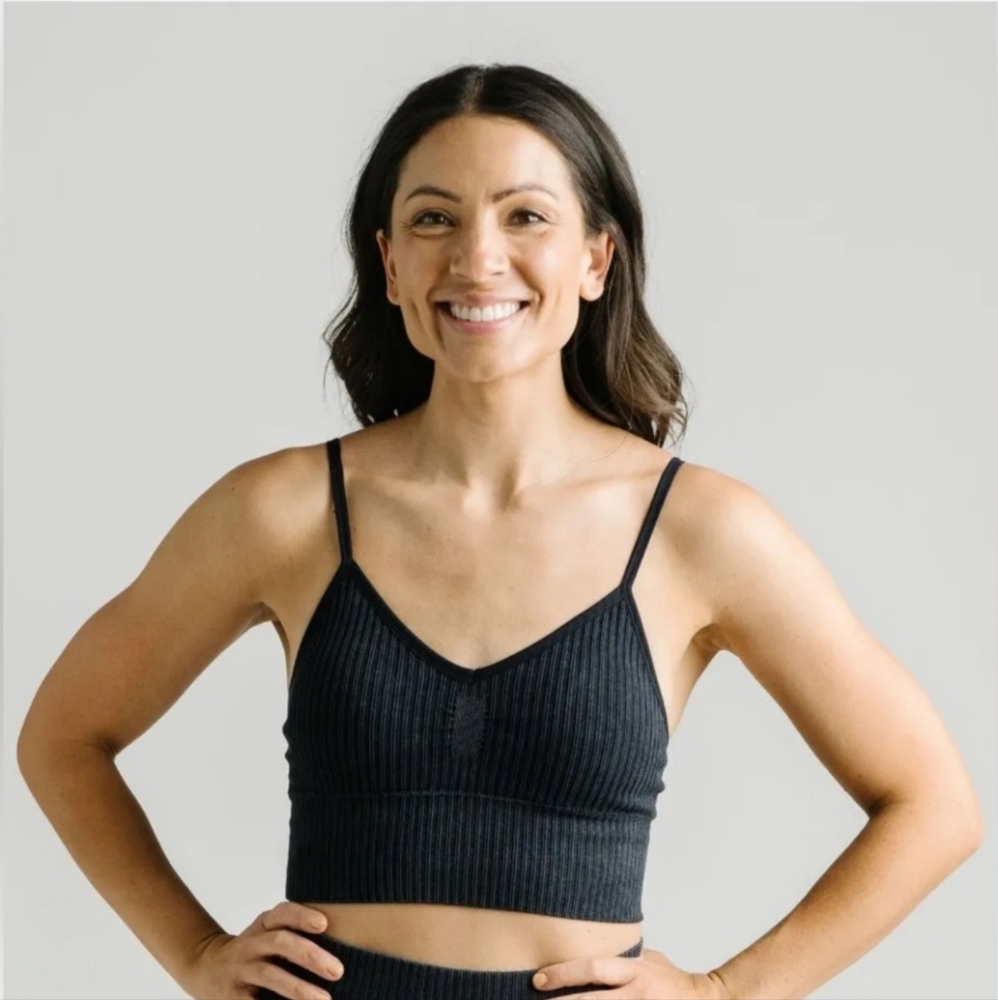 ZYIA Esker Black Ribbed Bralette